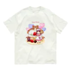 虹色珊瑚礁☆SUZURI店の苺ショートケーキ(name入り） Organic Cotton T-Shirt