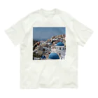旅好きアルパカの【世界一周旅】ギリシャ　サントリーニ島の景色 オーガニックコットンTシャツ