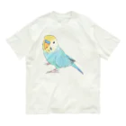 まめるりはことりの見上げるセキセイインコちゃん【まめるりはことり】 オーガニックコットンTシャツ