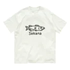 MrKShirtsのSakana (魚) 黒デザイン オーガニックコットンTシャツ