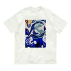 NIL の紺碧の葉魚と花❷ オーガニックコットンTシャツ