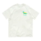 AtelierBoopのブルー＆イエロー　ボーダーコリー オーガニックコットンTシャツ