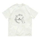 yukichocolatemochiのNo Animal Testing! うさぎとお花 オーガニックコットンTシャツ