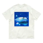 NORIMA'S SHOP の漂流した氷の上でクジラを眺めるしろくまくんとペンギンちゃん オーガニックコットンTシャツ