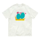 Psittako Art Shopの赤ちゃんプテラノドンとヴェロキラプトルのケンカ オーガニックコットンTシャツ
