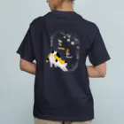 猫社謹製の三毛猫銘酒バックプリント オーガニックコットンTシャツ