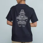 神話の旅人の遮光器土偶　白 （前姿と後姿）  オーガニックコットンTシャツ