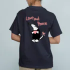 ミナミコアリクイ【のの】の【バックプリント】Love and Peace オーガニックコットンTシャツ