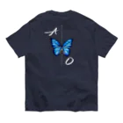 idumi-artの青い蝶🦋縦　BUTTERFLY EFFECT オーガニックコットンTシャツ