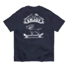 nidan-illustrationのhappy dog -ENJOY- (wite ink) Organic Cotton T-Shirt