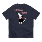 ミナミコアリクイ【のの】の【バックプリント】Love and Peace オーガニックコットンTシャツ