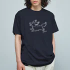 Chiyo.Wan(🐕🕊️のお店)のHanemimi犬　(白黒) Organic Cotton T-Shirt