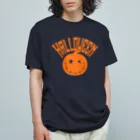 サトオのハロウィンオレンジ文字かぼちゃ アーク ジャック・オー・ランタン オーガニックコットンTシャツ