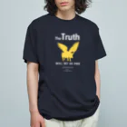 mochico_veganのDOMINION-T イエロー（ネイビーor黒地） オーガニックコットンTシャツ