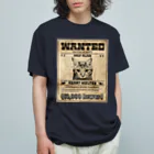 野良猫は星空の夢を見るのWANTED ハート泥棒（舌をだす猫） オーガニックコットンTシャツ