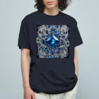 G-EICHISの宝石の様に輝くブルークリスタル Organic Cotton T-Shirt