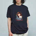 AwagoModeのI LOVE YOU(Cat&Girl) (35) オーガニックコットンTシャツ