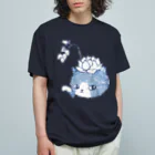 nanaqsaの藍染風エケネコ オーガニックコットンTシャツ