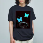 R☆worldの水の波紋と蝶 유기농 코튼 티셔츠