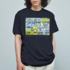 マキバドリの森の本棚（水色レモン） オーガニックコットンTシャツ