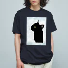 WAMI ARTの雨を見る黒猫 オーガニックコットンTシャツ