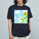 Lily bird（リリーバード）の青空とひまわり オーガニックコットンTシャツ