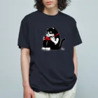 kocoon（コクーン）の猫背ゲーマー(濃色用・白フチ) オーガニックコットンTシャツ