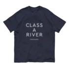 多摩川グッズストア SUZURI店のCLASS A RIVER［TAMAGAWA］ホワイト オーガニックコットンTシャツ