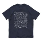 あおとあかの一筆恐竜A(WhiteLine) オーガニックコットンTシャツ