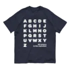PyriteDesignの26 letters in the alphabet【Tshirt】【Design Color : White】【Design Print : Front Organic Cotton T-Shirt