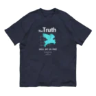 mochico_veganのDOMINION-T ブルー(格子あり/ネイビーor黒地) オーガニックコットンTシャツ