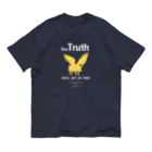 mochico_veganのDOMINION-T イエロー（ネイビーor黒地） オーガニックコットンTシャツ