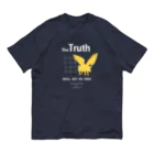 mochico_veganのDOMINION-T イエロー(格子あり/ネイビーor黒地) オーガニックコットンTシャツ