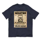 野良猫は星空の夢を見るのWANTED ハート泥棒（舌をだす猫） オーガニックコットンTシャツ