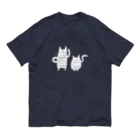 にゃーものお店のくろねこずホワイト オーガニックコットンTシャツ