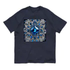 G-EICHISの宝石の様に輝くブルークリスタル Organic Cotton T-Shirt