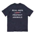 Let's go vegan!のReal men protect animals オーガニックコットンTシャツ