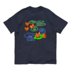 Lily bird（リリーバード）のホオズキ 水紋背景（和柄） オーガニックコットンTシャツ