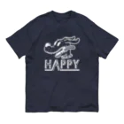 nidan-illustrationのhappy dog (white ink) オーガニックコットンTシャツ