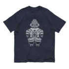 神話の旅人の遮光器土偶　白 （前姿と後姿）  オーガニックコットンTシャツ