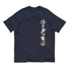 月兎耳庵 つきとじあん　矢光いるるの忙しいねこたち　昭和のデカ　タテ Organic Cotton T-Shirt