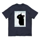 WAMI ARTの雨を見る黒猫 オーガニックコットンTシャツ