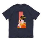 陽気絵屋(Yo-U-Ki-e, ya)-POP浮世絵のYo-U-Ki-e「正直者・ソフトクリームおいしい」縦型Tシャツ【浮世絵】 オーガニックコットンTシャツ