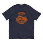 キッズモード某の武骨なバイクデザイン orange オーガニックコットンTシャツ