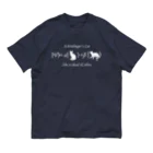 Silvervine Psychedeliqueのシュレーディンガーの猫（白字） オーガニックコットンTシャツ