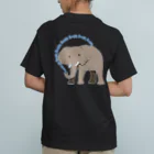 LalaHangeulのアフリカゾウさん　ハングルバージョン　背面プリントバージョン オーガニックコットンTシャツ