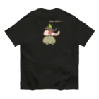 Siderunの館 B2の【バックプリント】画伯チックな両生類（ブレーメンの音楽隊風） オーガニックコットンTシャツ