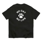 アトリエかののNO CAT NO LIFE 肉球 白抜き バックプリント オーガニックコットンTシャツ