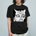 MATSUショップのじとっとした目で見つめる猫　不透明 オーガニックコットンTシャツ