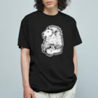 もけけ工房 SUZURI店のカブと獅子(モノクロ) オーガニックコットンTシャツ